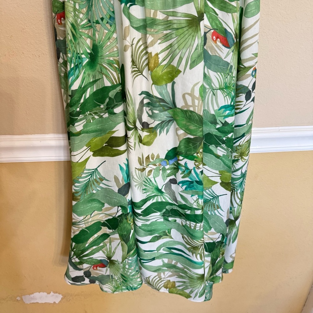 Antonio Melani LINEN Blend Selene Tropical Print One Shoulder Belted Dress Sz 12 - Picture 8 of 16